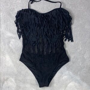 🆕 Black Fringe Lace One Piece S